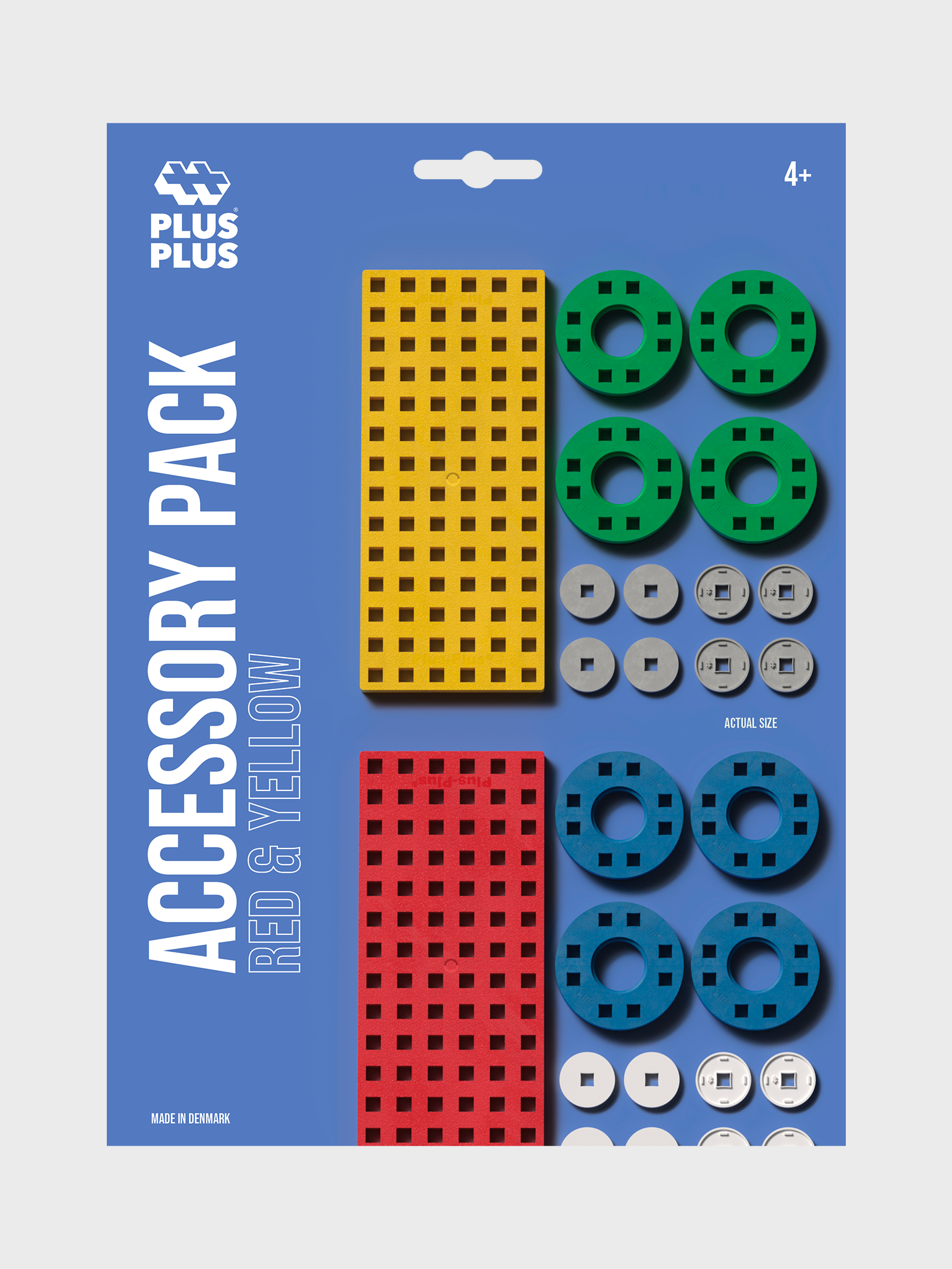 Byggplattor och Hjul - Röd & Gul