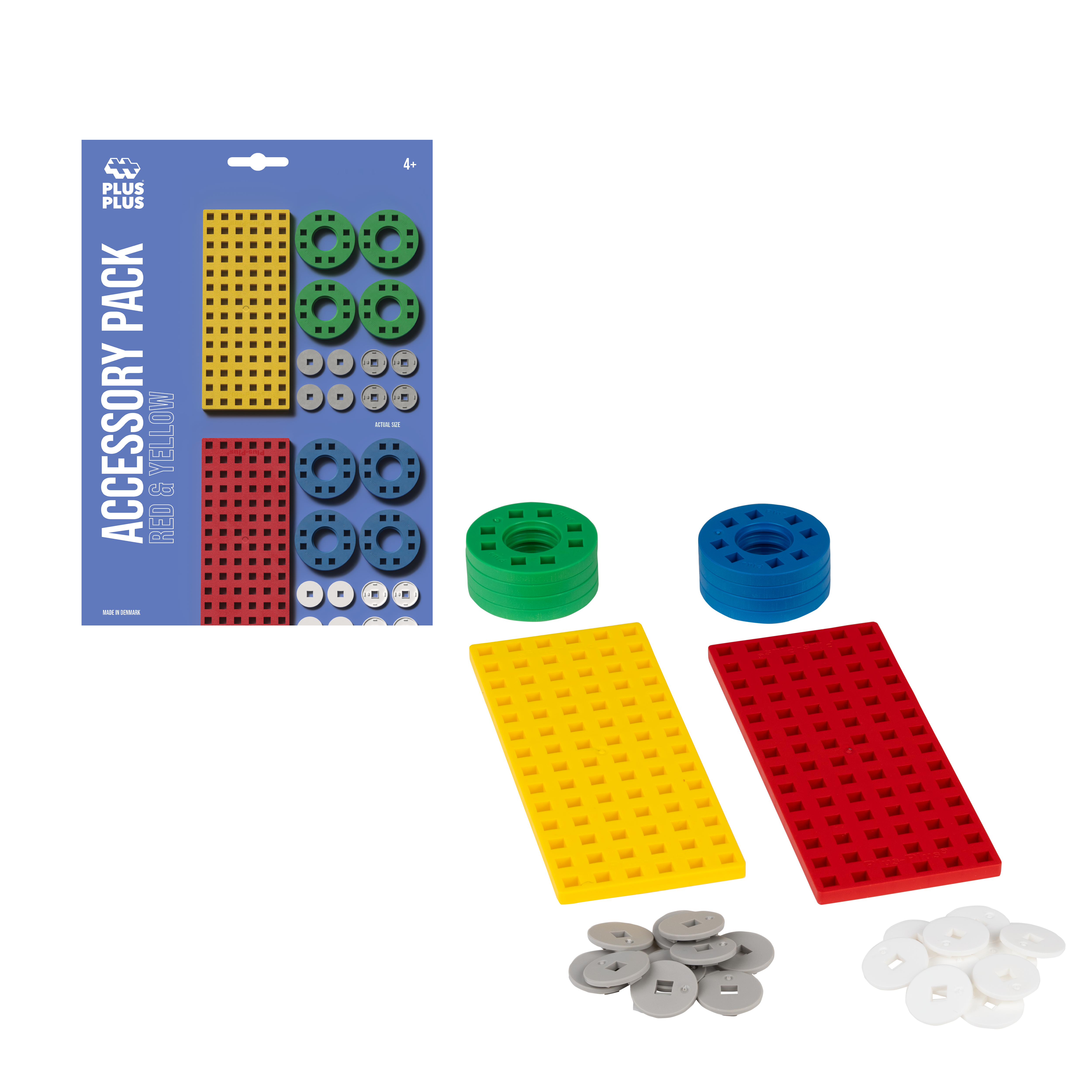 Byggplattor och Hjul - Röd & Gul