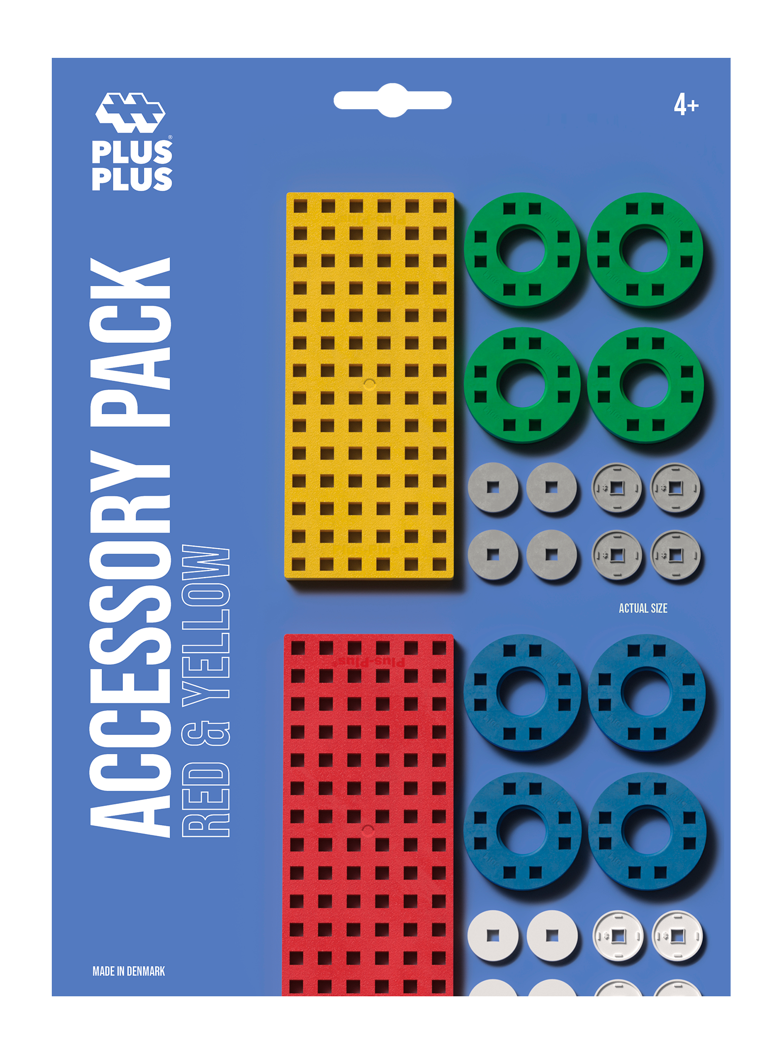 Byggplattor och Hjul - Röd & Gul